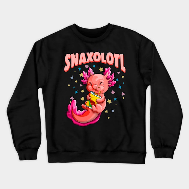 Cute Snaxolotl Kawaii Axolotl Food Snacks Sweets Pun Lover Crewneck Sweatshirt by Blink_Imprints10